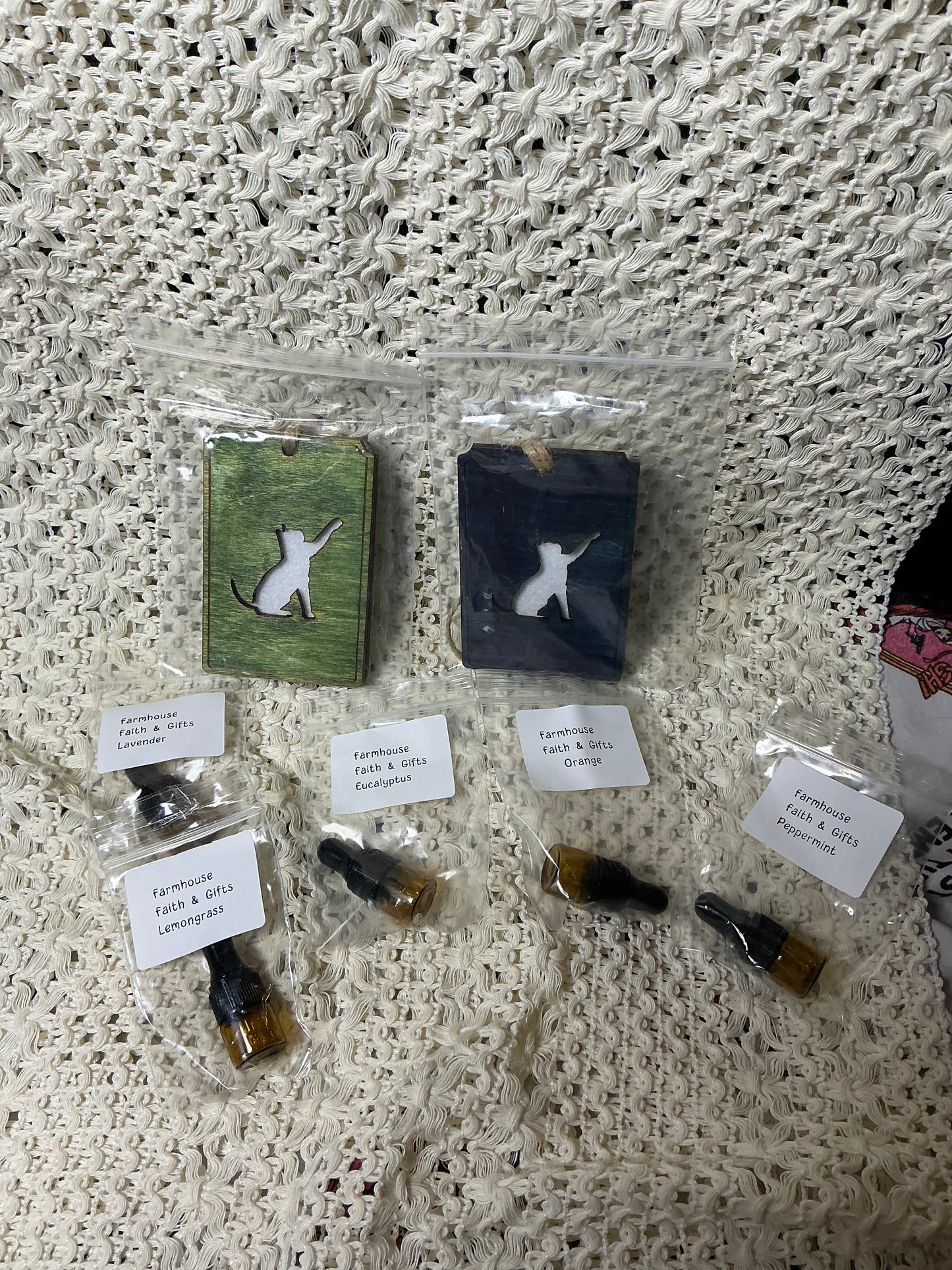 Hanging air freshener with essential oil